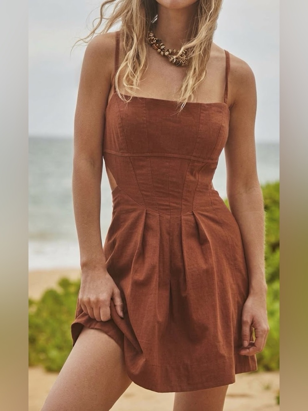 Free People Corset Style Lace Up Back Mini Dress